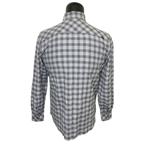 HURLEY Active wear Preppy Gray Plaid Casual Button Down Shirt Chest pocket Sz L - Picture 3 of 13